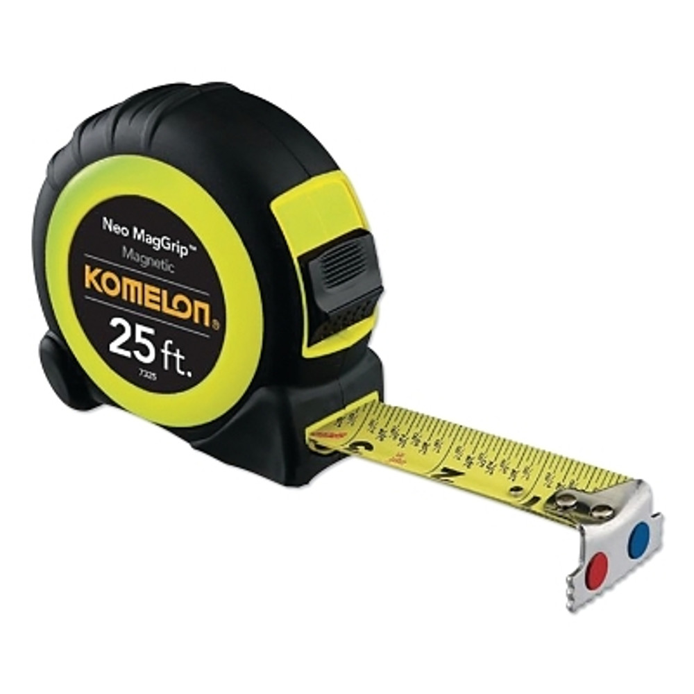 Komelon USA 7325 Neo MagGrip™ Magnetic Tape, 1 in x 25 ft, Inch/Feet, Yellow/Black