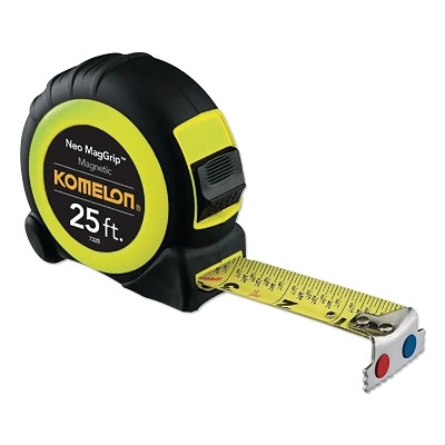 Komelon USA Neo MagGrip™ Magnetic Tape, 1 in x 25 ft, Inch/Feet, Yellow/Black