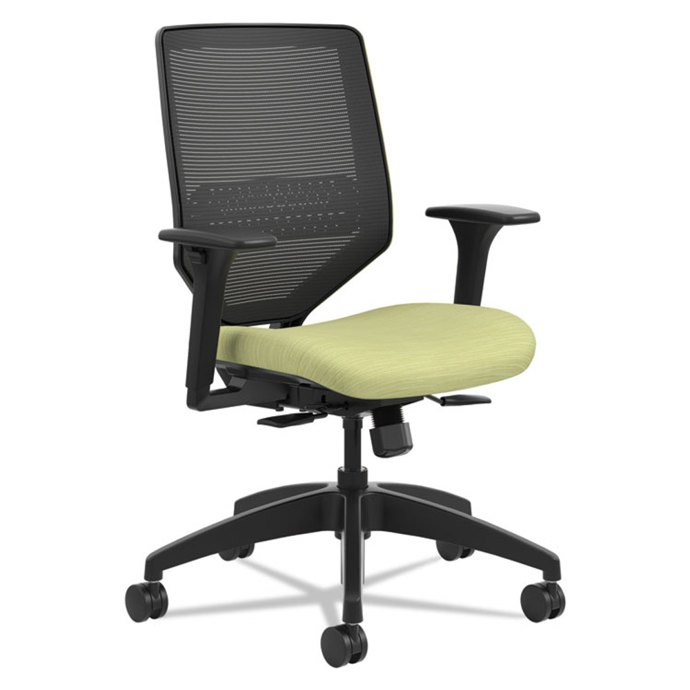 HON COMPANY SVM1ALC82TK Solve Series Mesh Back Task Chair, Supports Up to 300 lb, 16" to 22" Seat Height, Meadow Seat, Black Back/Base