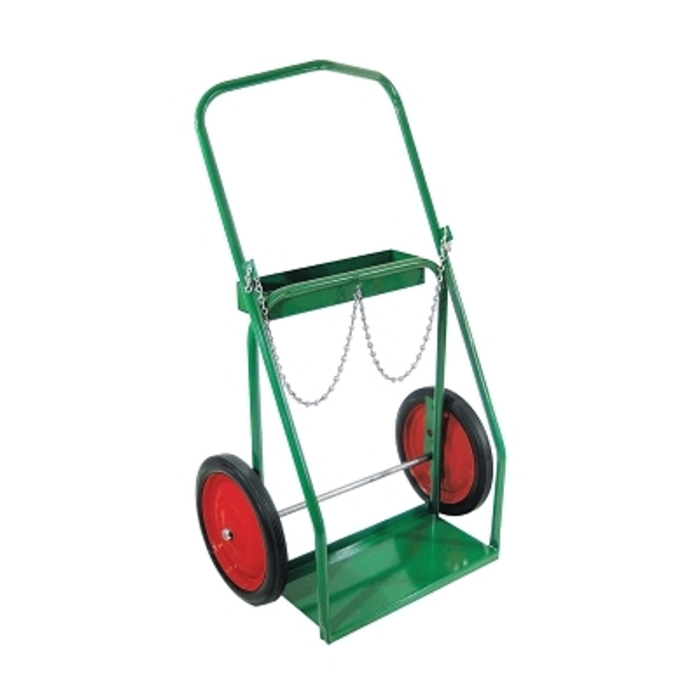 Anthony Low-Rail Frame Dual-Cylinder Cart, 28 in OD W x 46 in H, 14 in dia x 1.75 in W Solid Rubber (BB), Incl Safety Chain