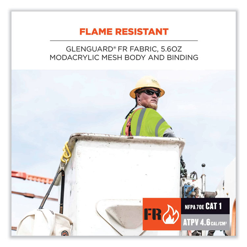 TENACIOUS HOLDINGS, INC. ergodyne® 22217 GloWear 8356FRHL Class 3 FR Hook and Loop Safety Vest with Sleeves, Modacrylic, 2X-Large/3X-Large, Lime