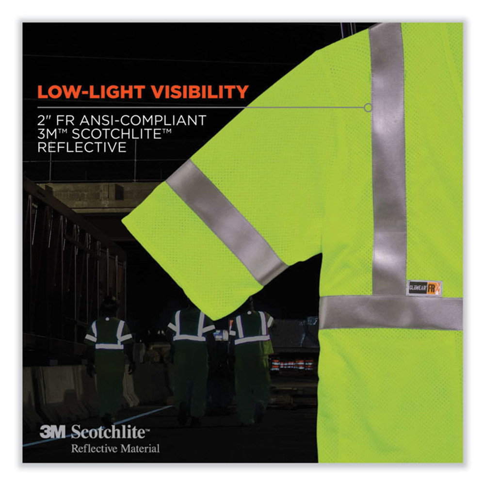 TENACIOUS HOLDINGS, INC. ergodyne® 22217 GloWear 8356FRHL Class 3 FR Hook and Loop Safety Vest with Sleeves, Modacrylic, 2X-Large/3X-Large, Lime