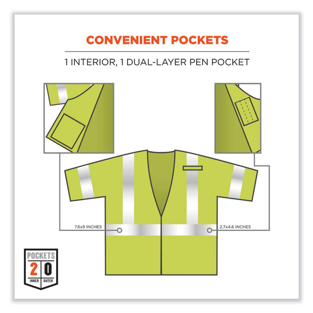 TENACIOUS HOLDINGS, INC. ergodyne® 22217 GloWear 8356FRHL Class 3 FR Hook and Loop Safety Vest with Sleeves, Modacrylic, 2X-Large/3X-Large, Lime