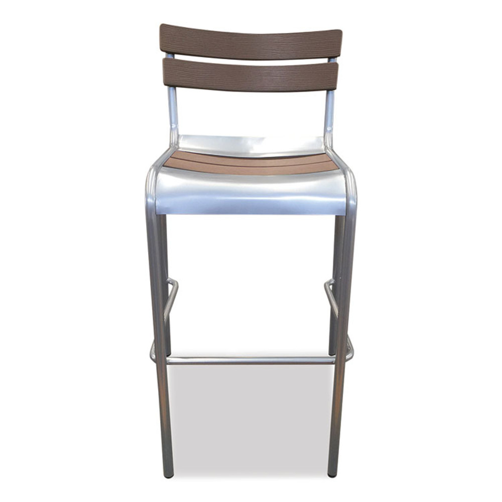 JMC FURNITURE ELCANOBSSLW Elcano Series Barstool, Outdoor-Seating, Supports Up to 300 lb, 29" Seat Height, Brown/Silver Seat, Brown Back, Silver Base