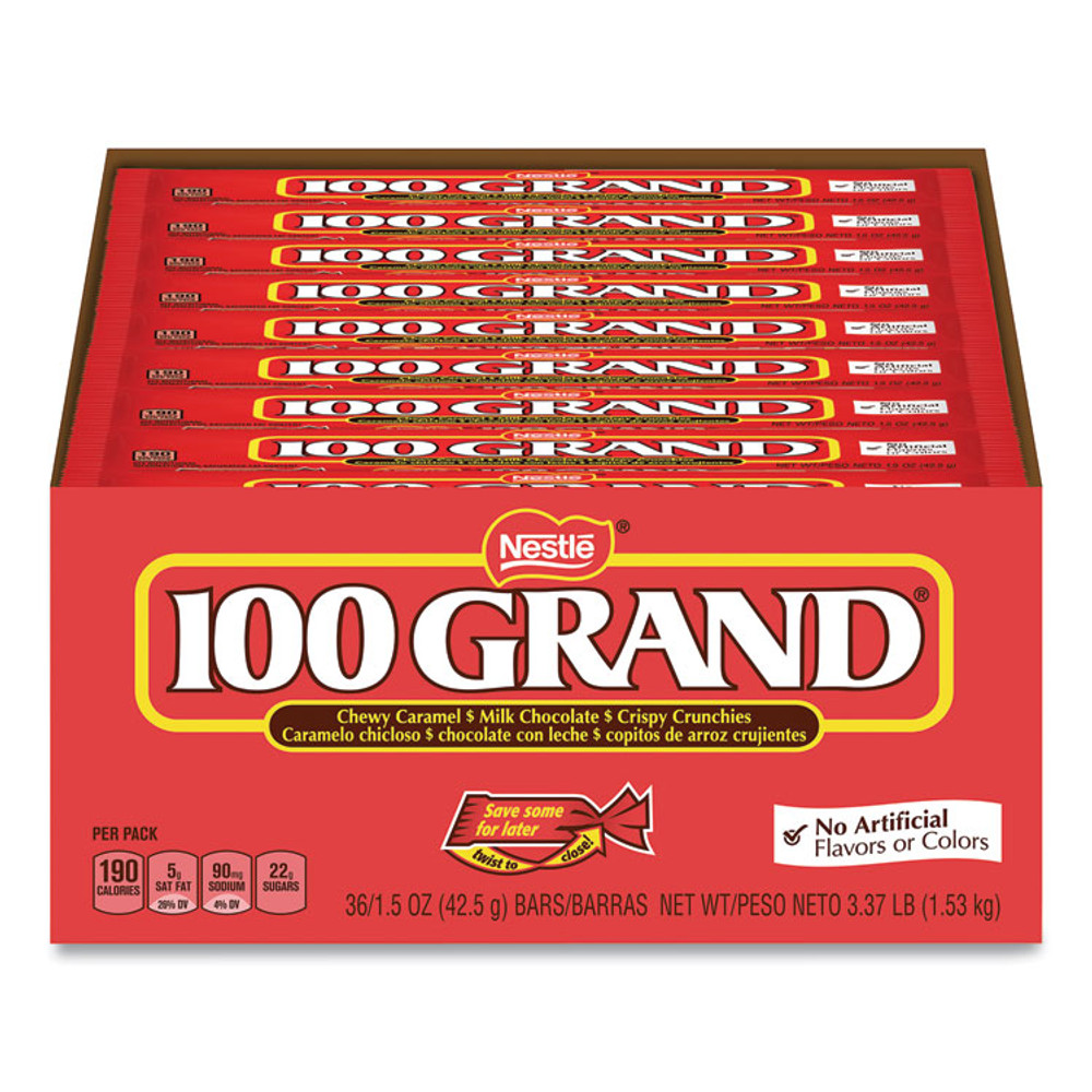 NESTLE 100 GRAND® 20900160 Chocolate Candy Bars, Full Size, 1.5 oz, 36/Carton