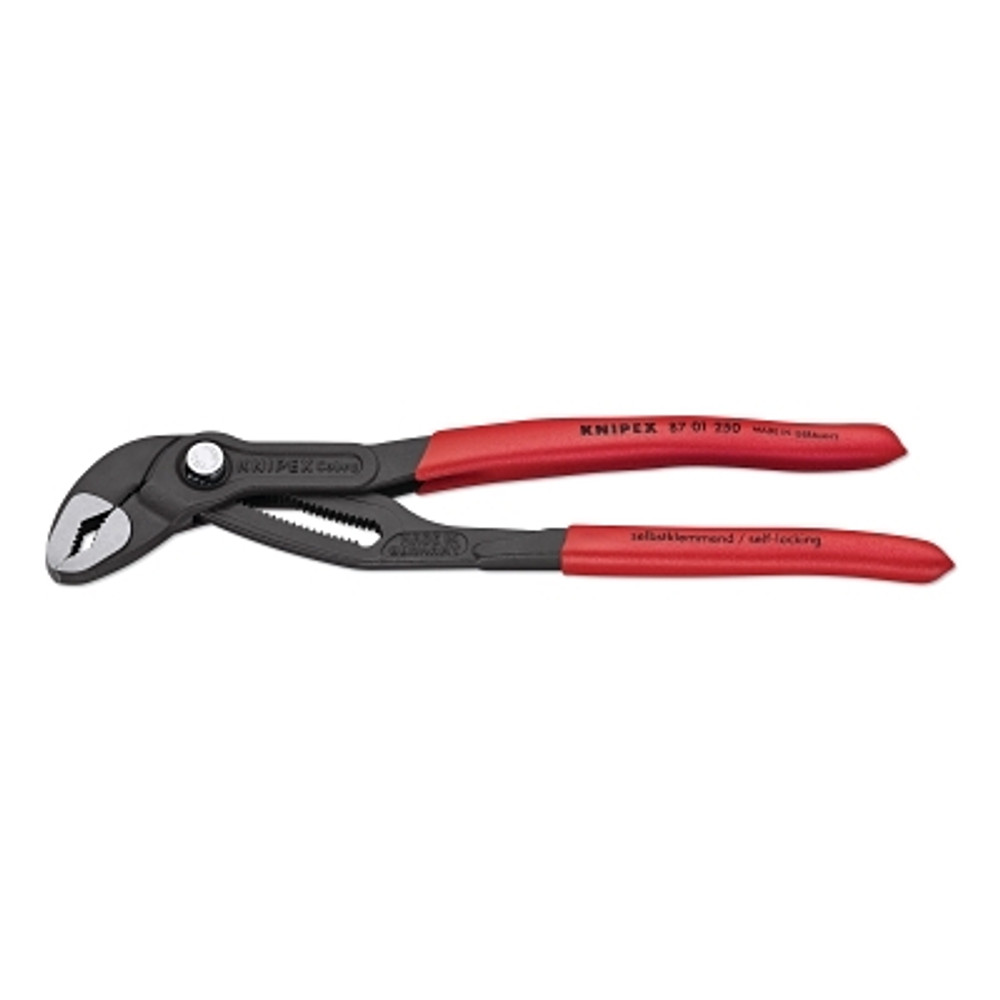 KNIPEX 8701250 Cobra® Water Pump Pliers, 10 in OAL, V-Jaws, 25 Adjustments, Serrated