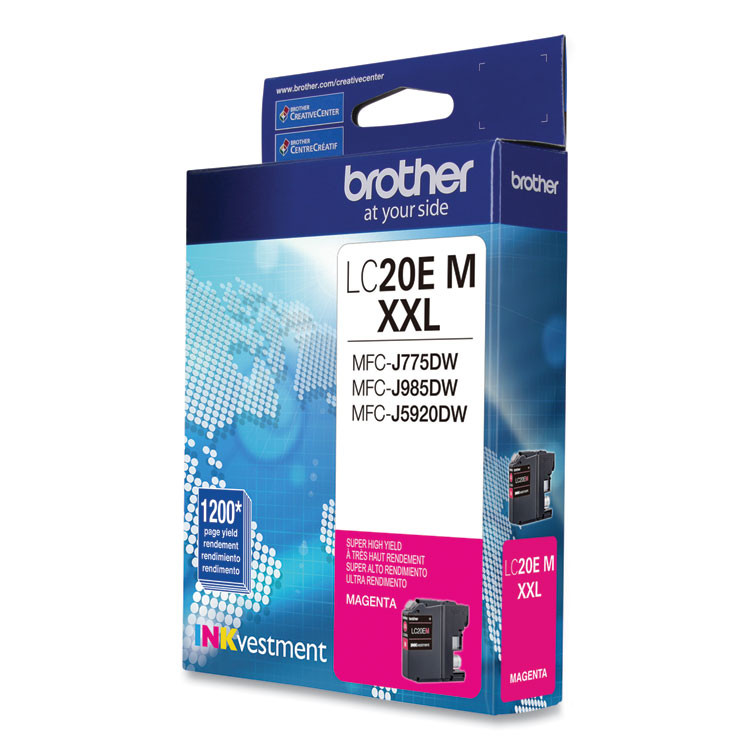 BROTHER INTL. CORP. LC20EM LC20EM INKvestment Super High-Yield Ink, 1,200 Page-Yield, Magenta