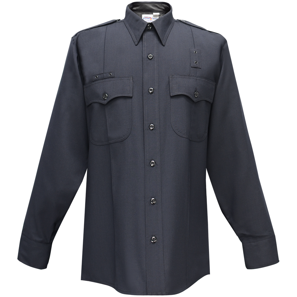 Flying Cross 49W84 86 17.0 36/37 Justice Long Sleeve Shirt w/ Rounded Patch Pockets - LAPD Navy