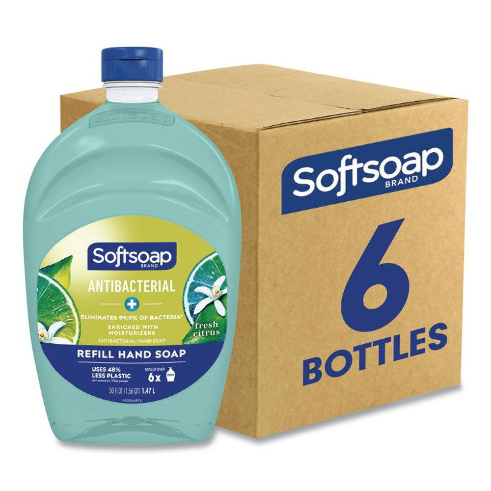 COLGATE PALMOLIVE, IPD. Softsoap® 45991 Antibacterial Liquid Hand Soap Refill, Fresh Scent, 50 oz, Green, 6/Carton