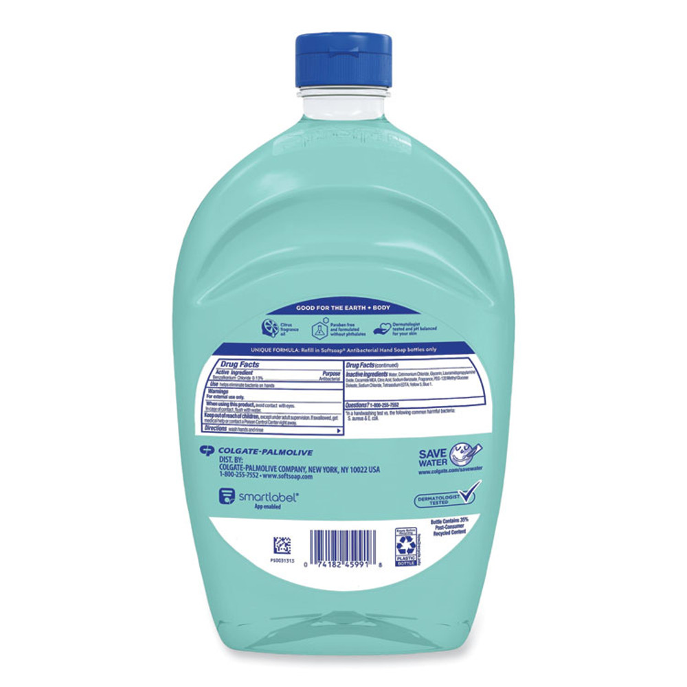 COLGATE PALMOLIVE, IPD. Softsoap® 45991 Antibacterial Liquid Hand Soap Refill, Fresh Scent, 50 oz, Green, 6/Carton