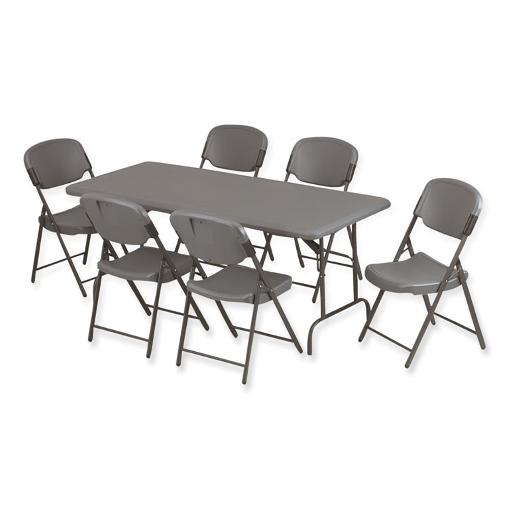ICEBERG ENTERPRISES 64037 Rough n Ready Commercial Folding Chair, Supports Up to 350 lb, 18" Seat Height, Charcoal Seat/Back, Charcoal Base, 4/Pack