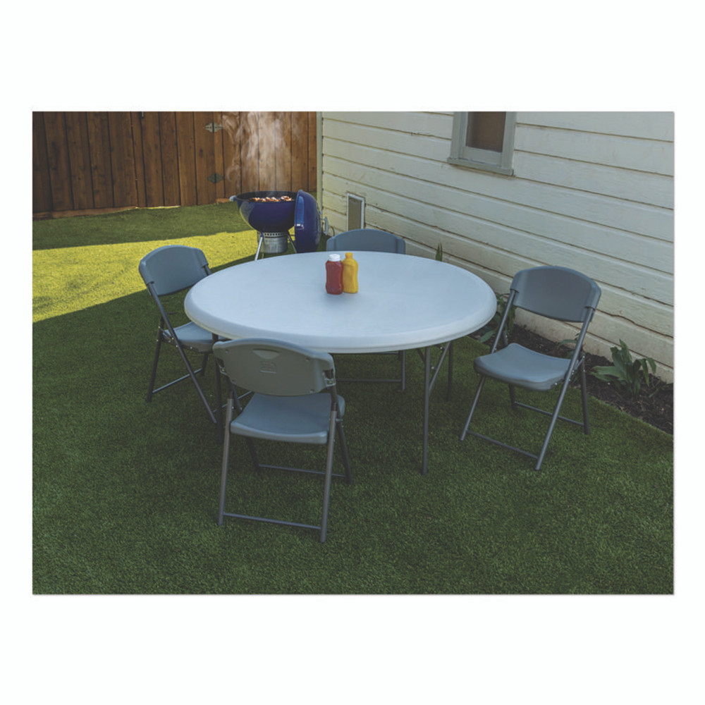 ICEBERG ENTERPRISES 64037 Rough n Ready Commercial Folding Chair, Supports Up to 350 lb, 18" Seat Height, Charcoal Seat/Back, Charcoal Base, 4/Pack