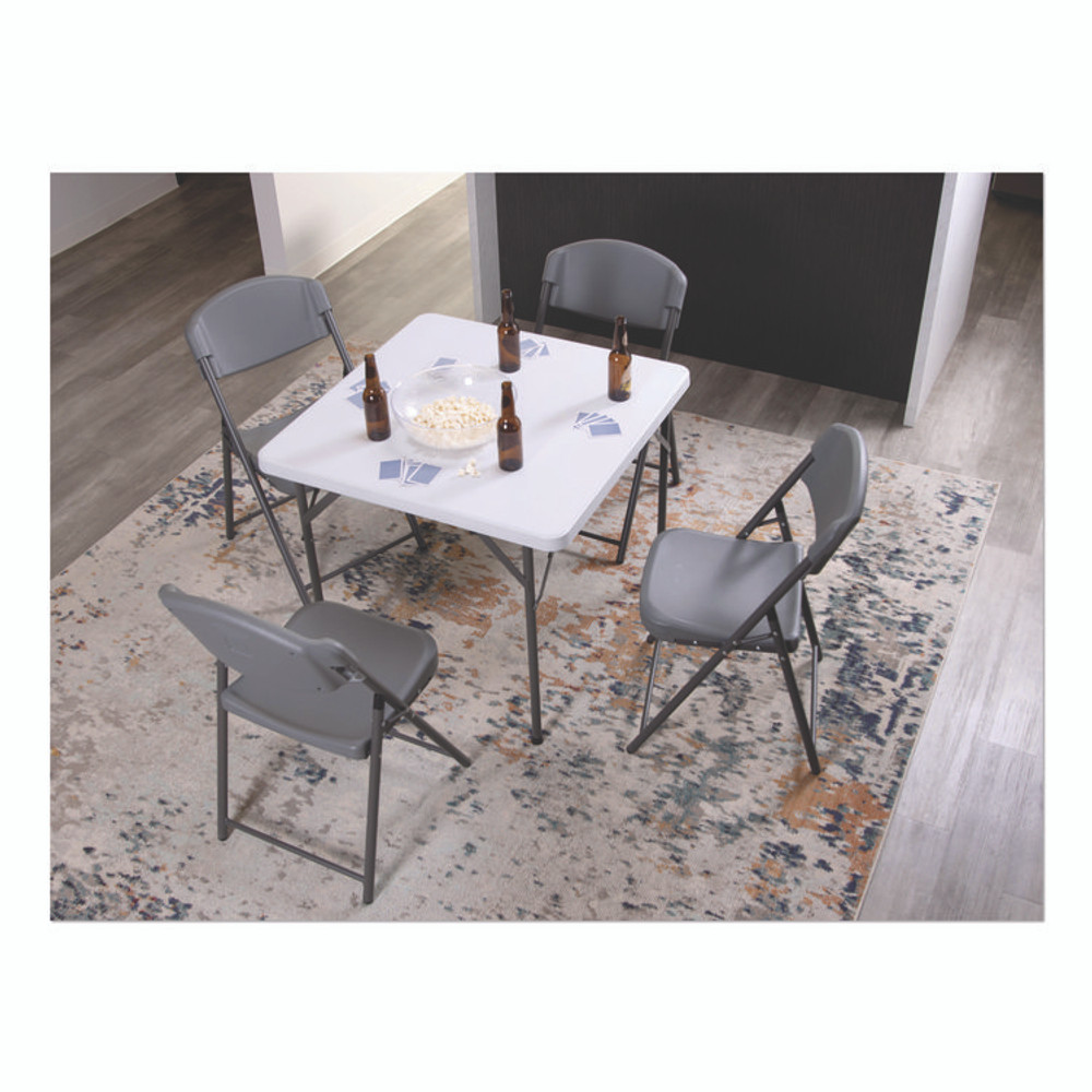 ICEBERG ENTERPRISES 64037 Rough n Ready Commercial Folding Chair, Supports Up to 350 lb, 18" Seat Height, Charcoal Seat/Back, Charcoal Base, 4/Pack