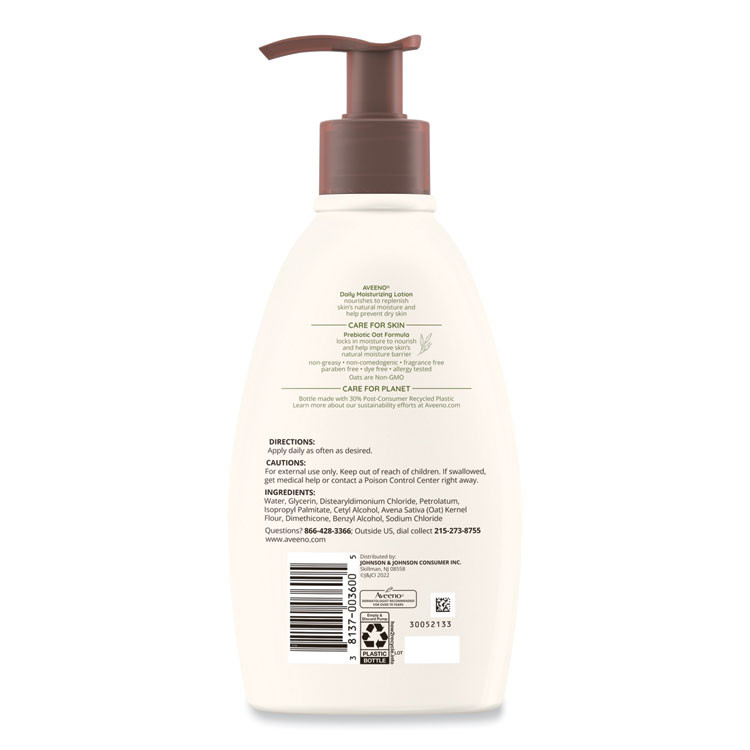 JOHNSON & JOHNSON Aveeno® Active Naturals® 100360003 Daily Moisturizing Lotion, 12 oz Pump Bottle