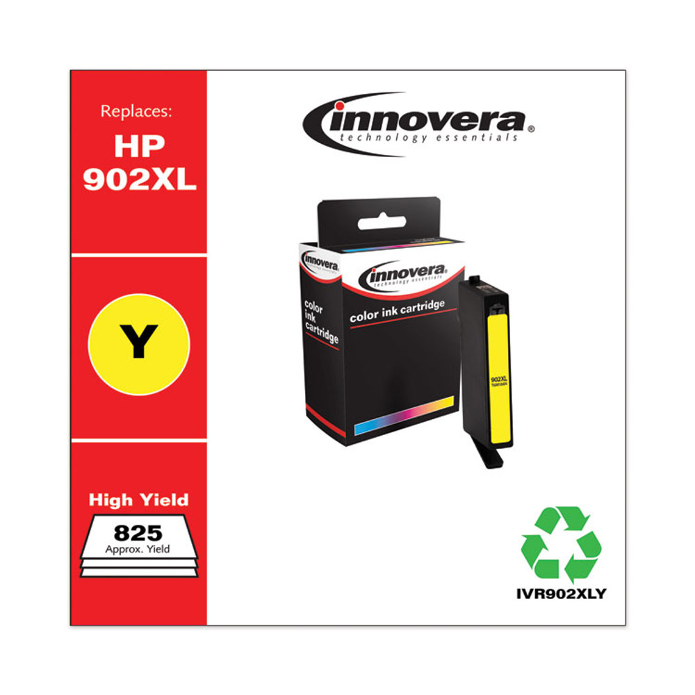 INNOVERA 902XLY Remanufactured Yellow High-Yield Ink, Replacement for 902XL (T6M10AN), 825 Page-Yield