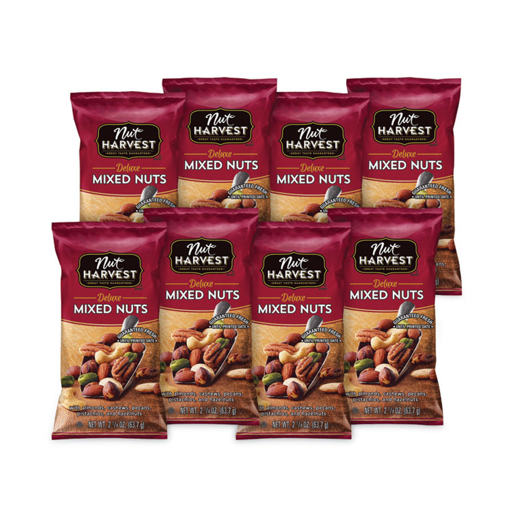FRITO-LAY, INC. Nut Harvest® 29500005 Deluxe Mixed Nuts, 2.25 oz Pouch, 8/Carton