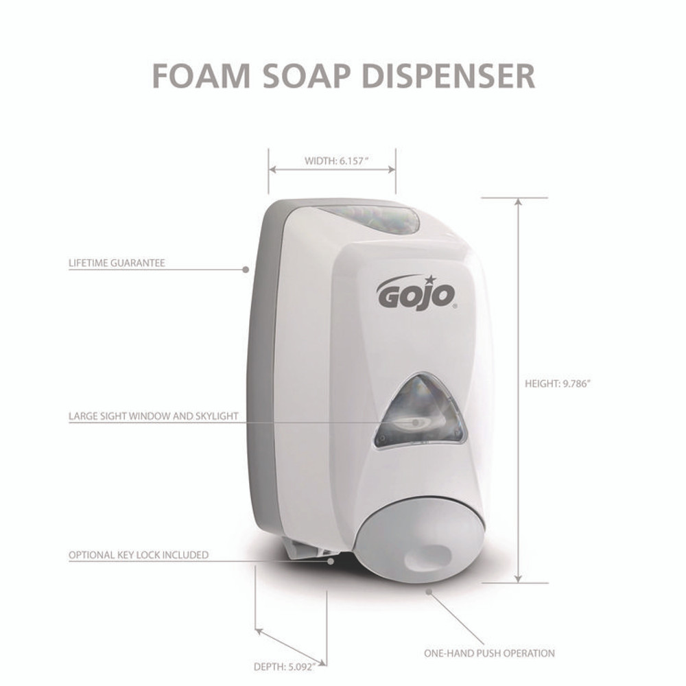 GO-JO INDUSTRIES GOJO® 5150-06 FMX-12 Soap Dispenser, 1,250 mL, 6.12 x 5.13 x 10.5, Gray/White