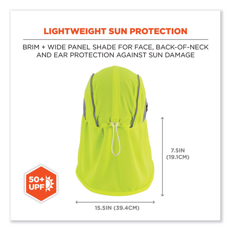 TENACIOUS HOLDINGS, INC. ergodyne® 12520 Chill-Its 6650 High-Performance Hat Plus Neck Shade, Polyester, One Size Fits Most, Lime