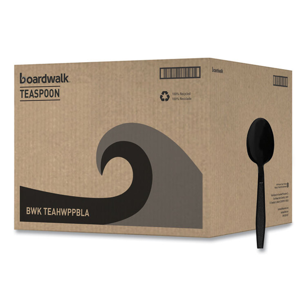 BOARDWALK TEAHWPPBLA Heavyweight Polypropylene Cutlery, Spoon, Plastic, Black, 1,000/Carton