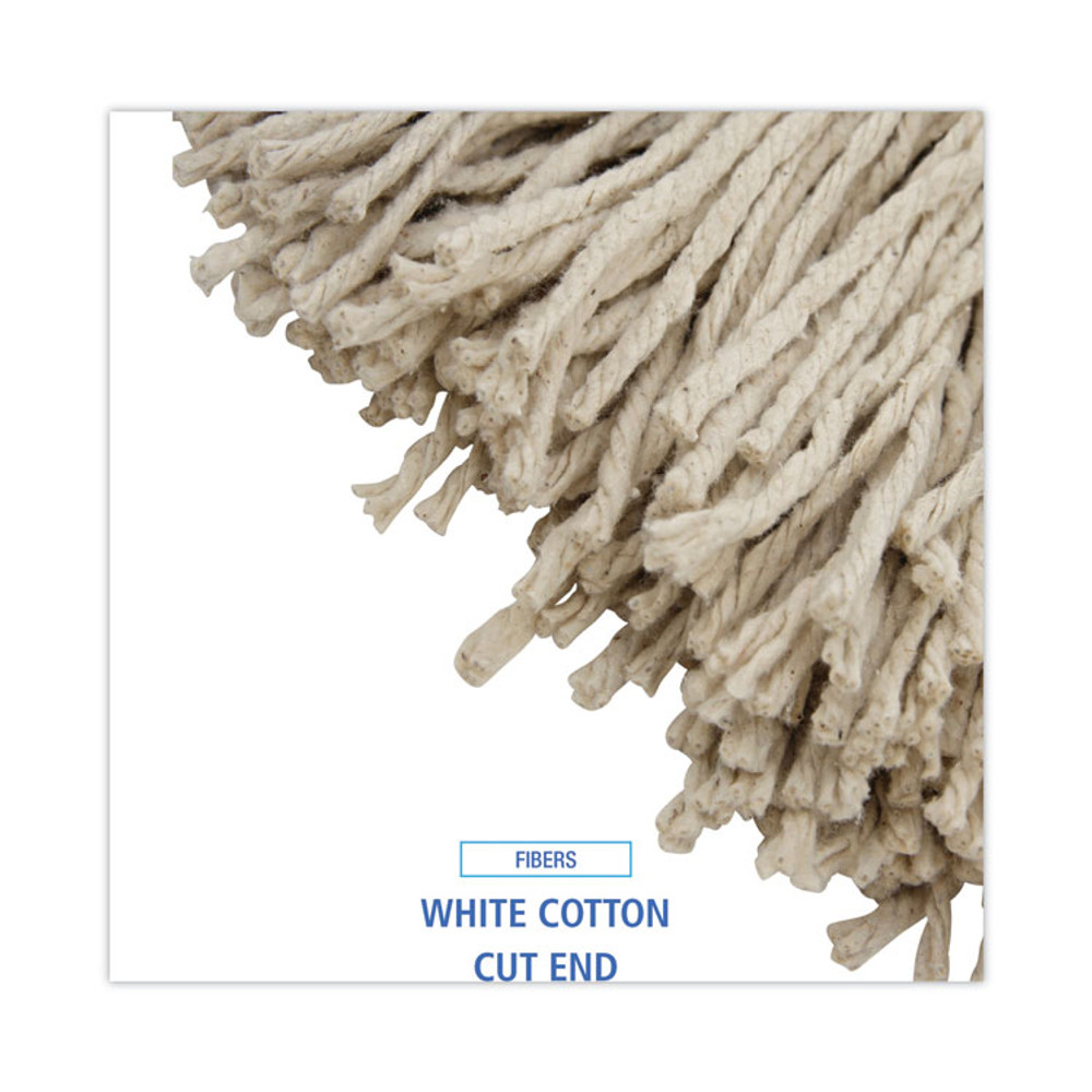 BOARDWALK 724CEA Cut-End Lie-Flat Wet Mop Head, Cotton, 24 oz, White