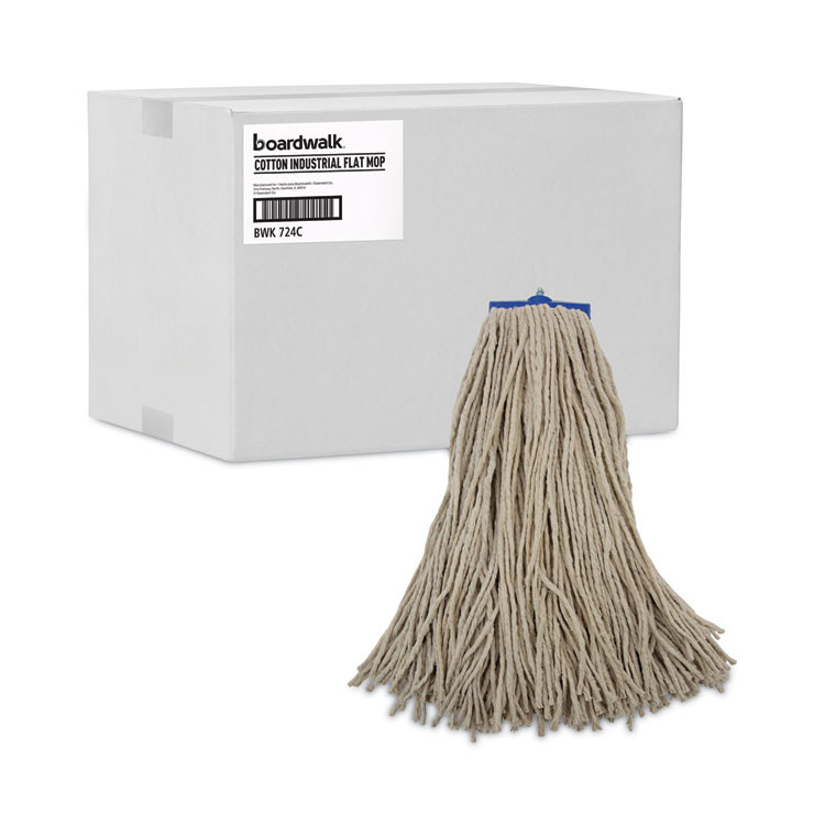 BOARDWALK 724CEA Cut-End Lie-Flat Wet Mop Head, Cotton, 24 oz, White