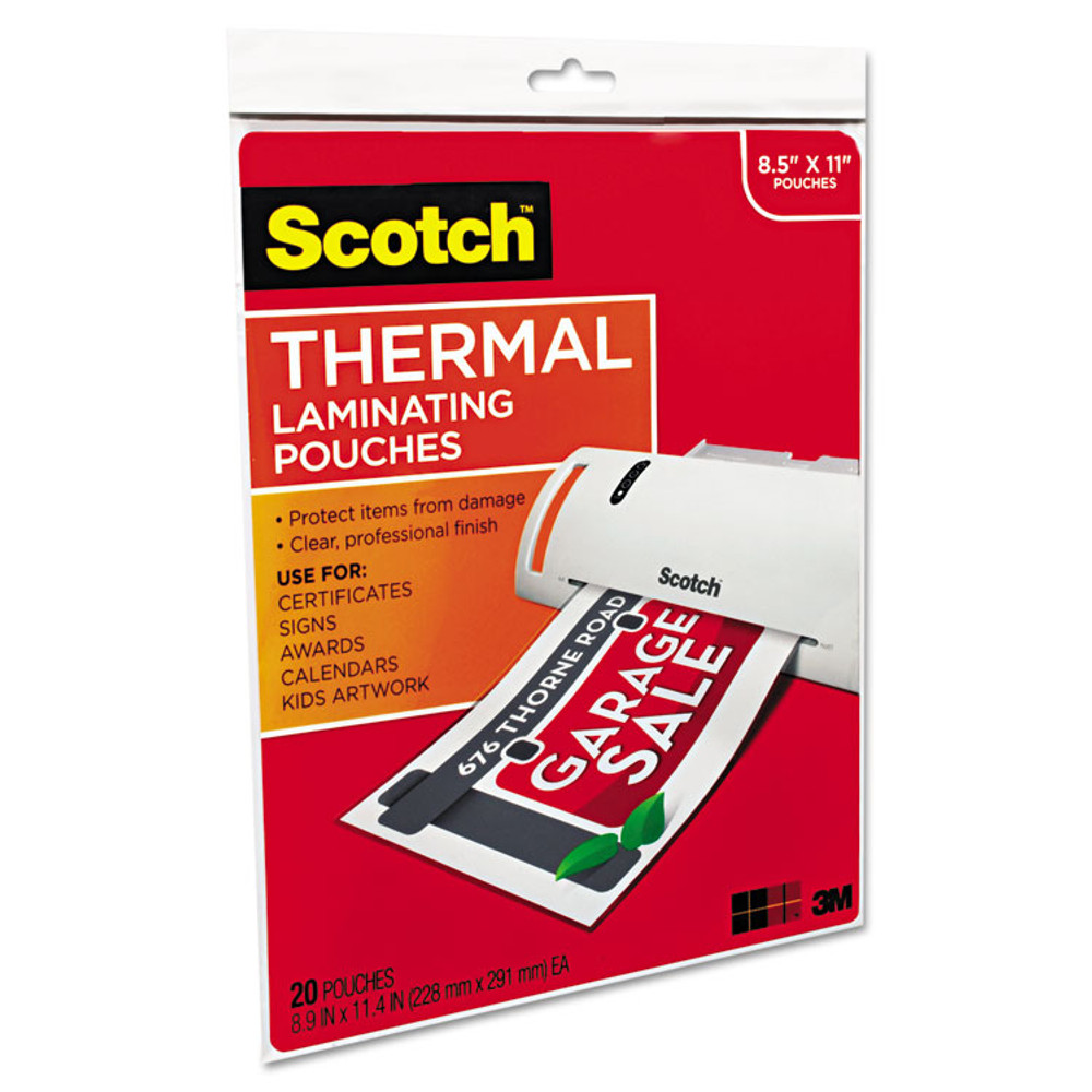 3M/COMMERCIAL TAPE DIV. Scotch™ TP3854-20 Laminating Pouches, 3 mil, 9" x 11.5", Gloss Clear, 20/Pack