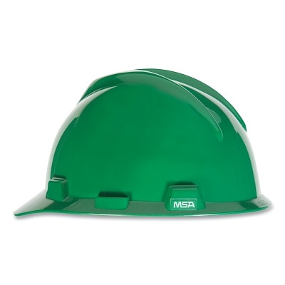 MSA V-Gard® Protective Cap-Style Hard Hat, Slotted, Fas-Trac® III Suspension, Standard Size, Green
