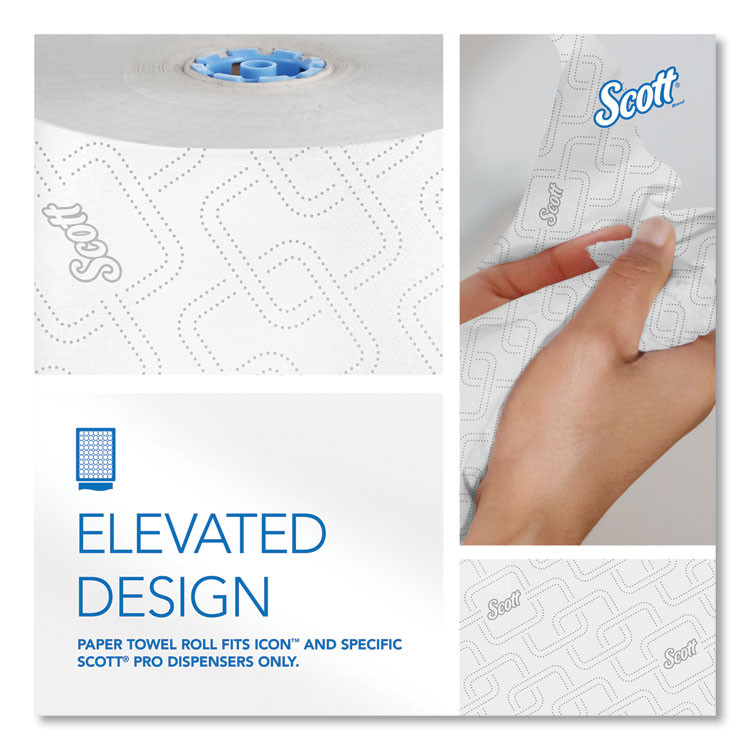 KIMBERLY-CLARK PROFESSIONAL Scott® 25702 Pro Hard Roll Paper Towels with Elevated Scott Design for Scott Pro Dispenser, Blue Core Only, 1-Ply, 1,150 ft, 6 Rolls/CT