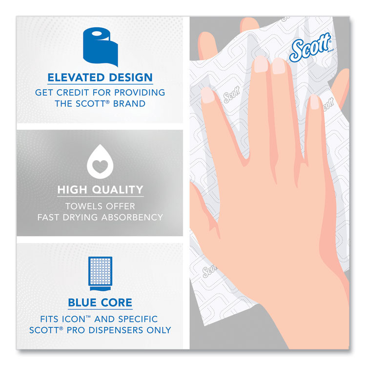 KIMBERLY-CLARK PROFESSIONAL Scott® 25702 Pro Hard Roll Paper Towels with Elevated Scott Design for Scott Pro Dispenser, Blue Core Only, 1-Ply, 1,150 ft, 6 Rolls/CT