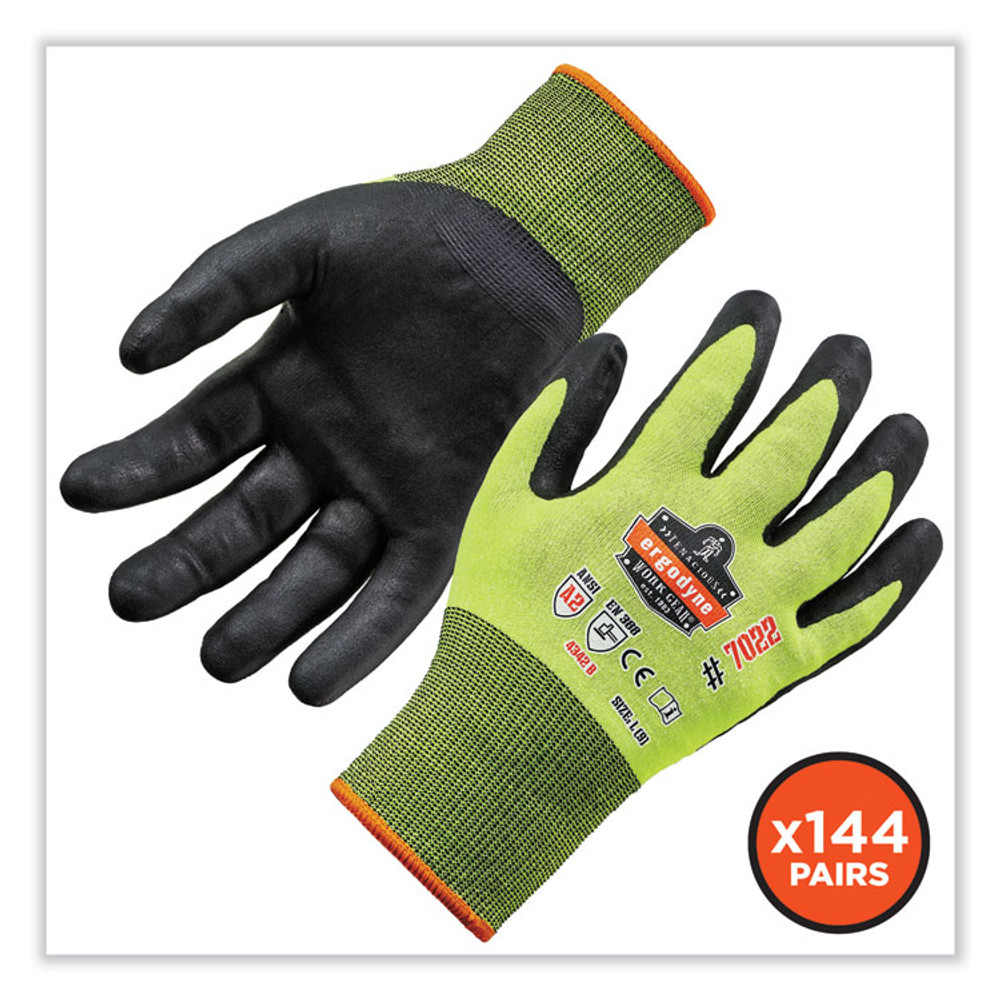 TENACIOUS HOLDINGS, INC. ergodyne® 17875 ProFlex 7022-CASE ANSI A2 Coated CR Gloves DSX, EN388: 4342B, 9.75" Long, X-Large, Lime, 144 Pairs/Carton