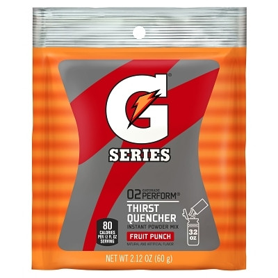Gatorade® G Series 02 Perform® Thirst Quencher Instant Powder, 2.12 oz, Pouch, 32 oz Yield, Fruit Punch