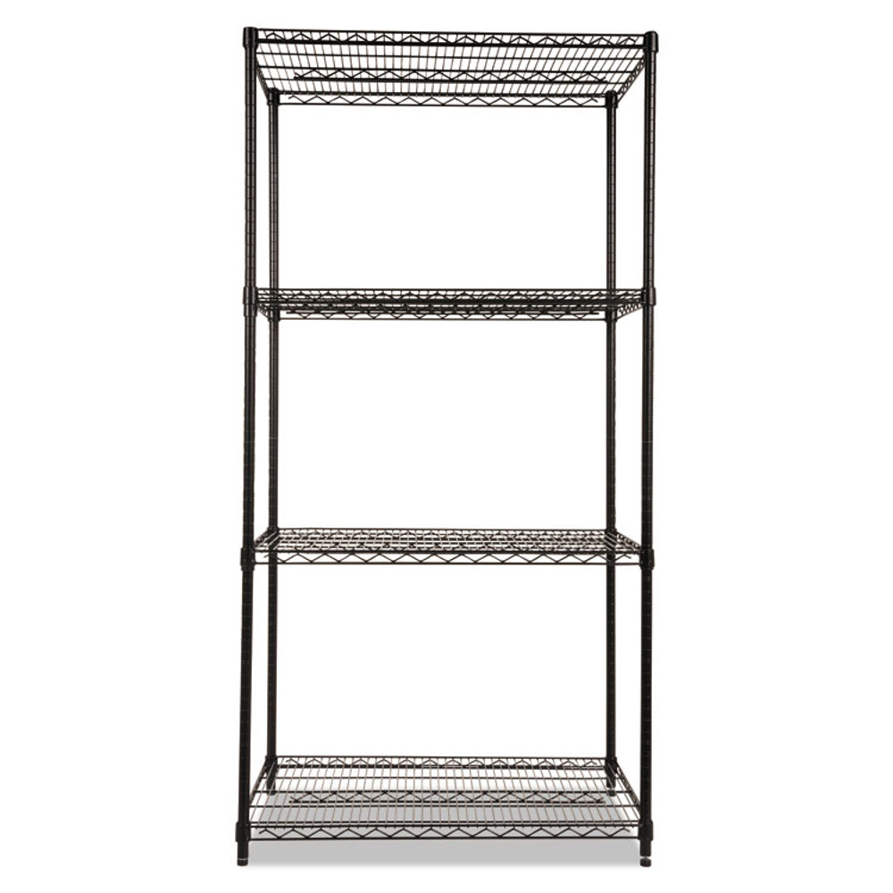 ALERA SW503624BL NSF Certified Industrial Four-Shelf Wire Shelving Kit, 36w x 24d x 72h, Black