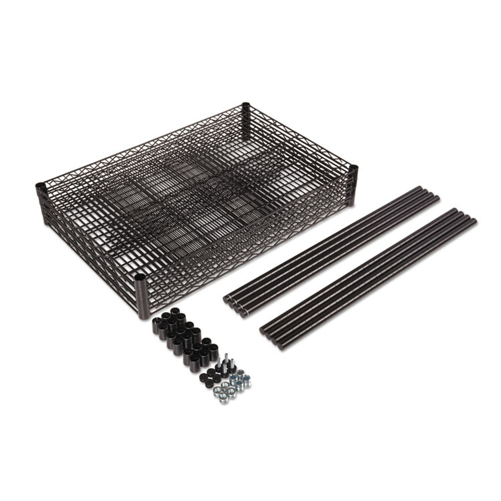 ALERA SW503624BL NSF Certified Industrial Four-Shelf Wire Shelving Kit, 36w x 24d x 72h, Black