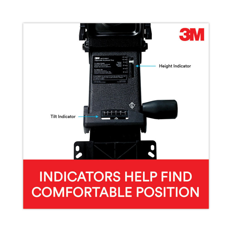 3M/COMMERCIAL TAPE DIV. AKT180LE Sit/Stand Easy Adjust Keyboard Tray, Highly Adjustable Platform,, Black