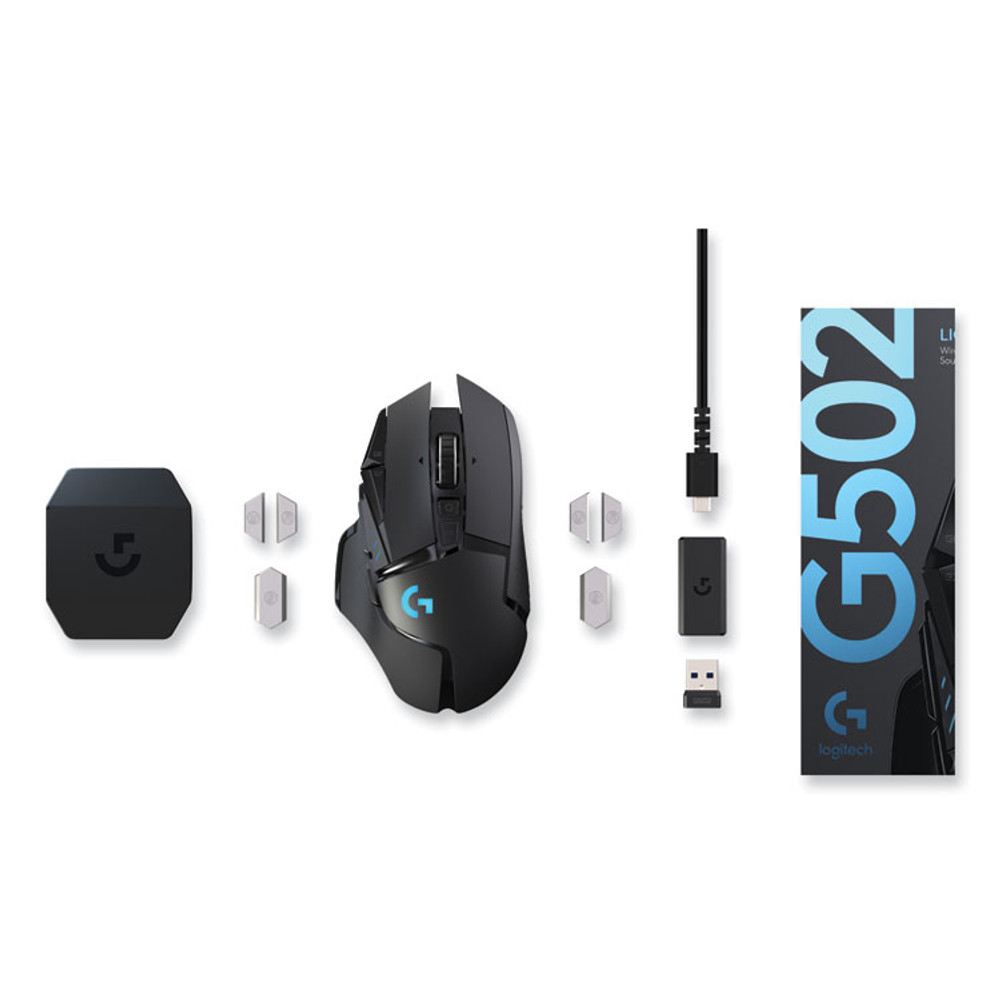 LOGITECH, INC. 910005565 G502 LIGHTSPEED Wireless Gaming Mouse, 2.4 GHz Frequency/33 ft Wireless Range, Right Hand Use, Black