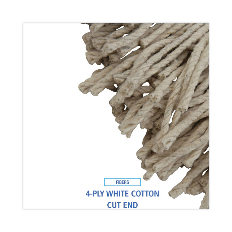BOARDWALK CM22024 Mop Head, Lie-Flat Head, Cotton Fiber, 24 oz., White, 12/Carton