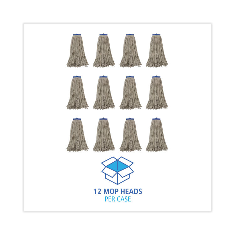 BOARDWALK CM22024 Mop Head, Lie-Flat Head, Cotton Fiber, 24 oz., White, 12/Carton