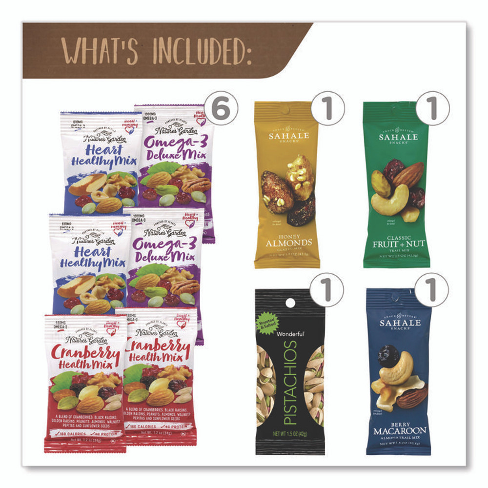 SNACK BOX PROS 70000046 Healthy Mixed Nuts Snack Box, 18 Assorted Snacks/Box