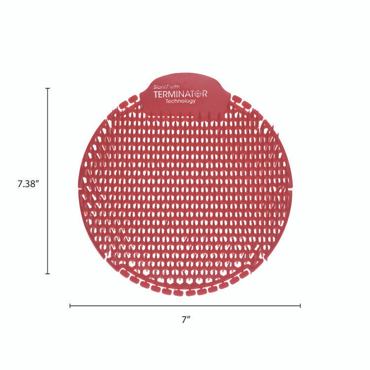 FRESH PRODUCTS S7TBX Slant7 with Terminator Urinal Screen, Forest Scent, Red, 5/Box