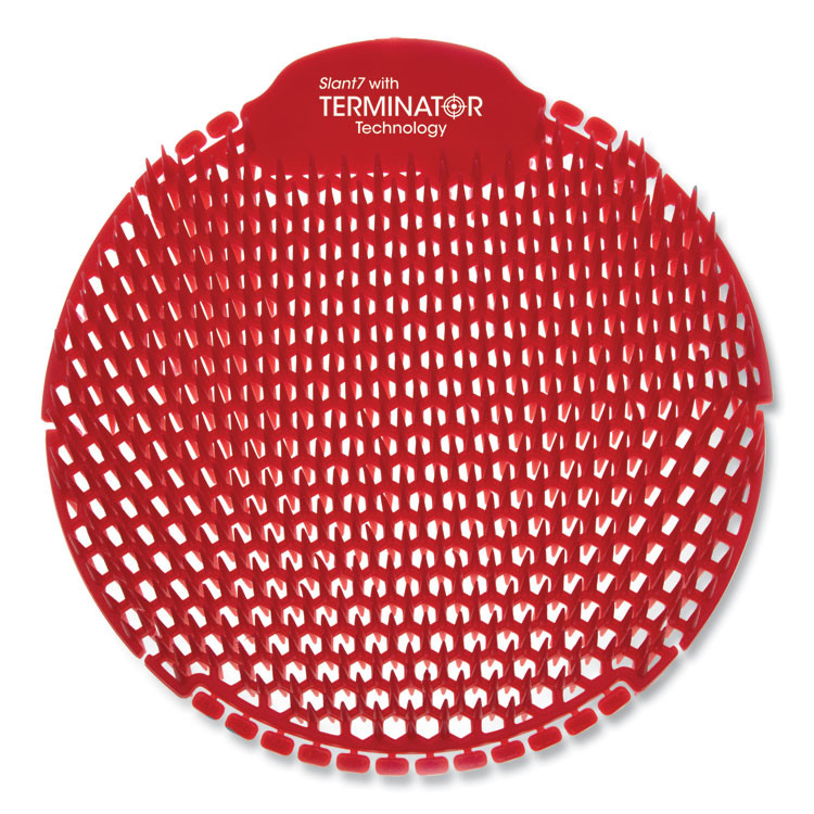 FRESH PRODUCTS S7TBX Slant7 with Terminator Urinal Screen, Forest Scent, Red, 5/Box