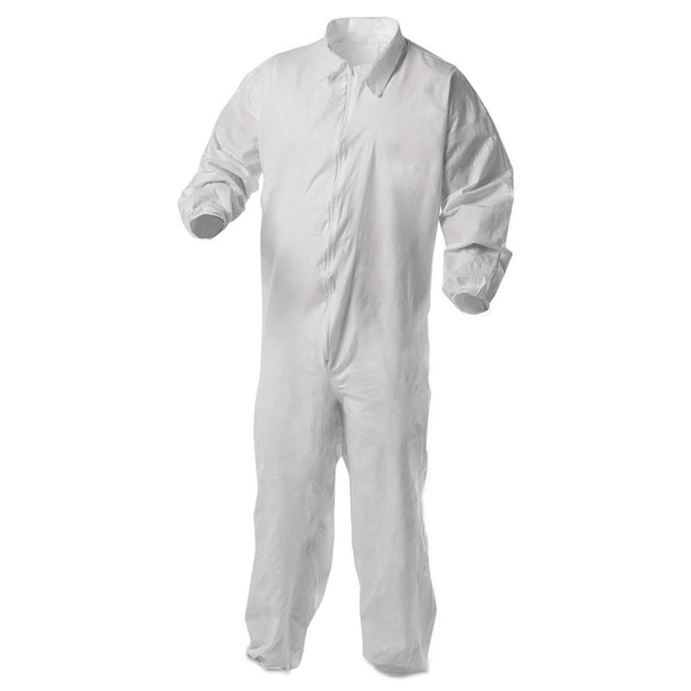 SMITH AND WESSON KleenGuard™ 38930 A35 Liquid and Particle Protection Coveralls, Zipper Front, Elastic Wrists and Ankles, 2X-Large, White, 25/Carton