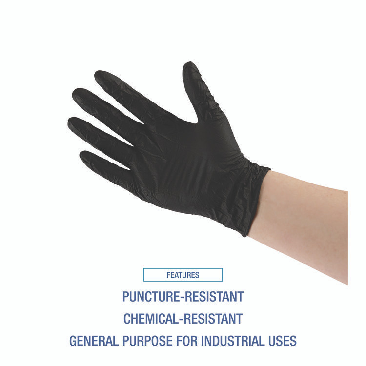 BOARDWALK 396XLBXA 396 Series Disposable General-Purpose Nitrile Gloves, Powder-Free, X-Large, 4.4 mil Thick, 9.5" Long, Black, 100/Box