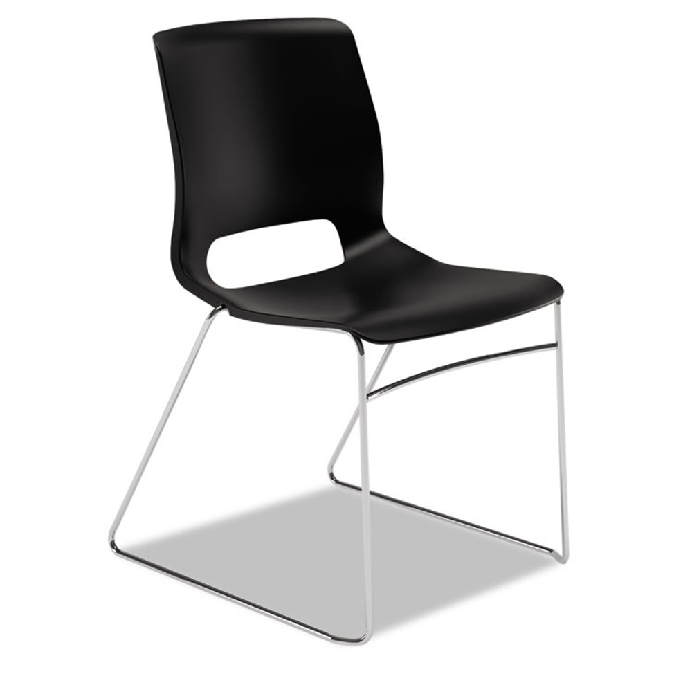 HON COMPANY MS101ON Motivate High-Density Stacking Chair, Supports Up to 300 lb, 17.75" Seat Height, Onyx Seat, Black Back, Chrome Base, 4/Carton
