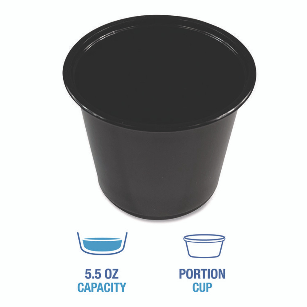 BOARDWALK PRTN55BL Souffle/Portion Cups, 5.5 oz Polypropylene, Black, 2,500/Carton