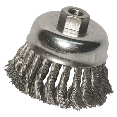 ORS Nasco Anchor Brand Knot Wire Cup Brush, 6 in Dia, 5/8-11 Arbor, .025 in Carbon Steel
