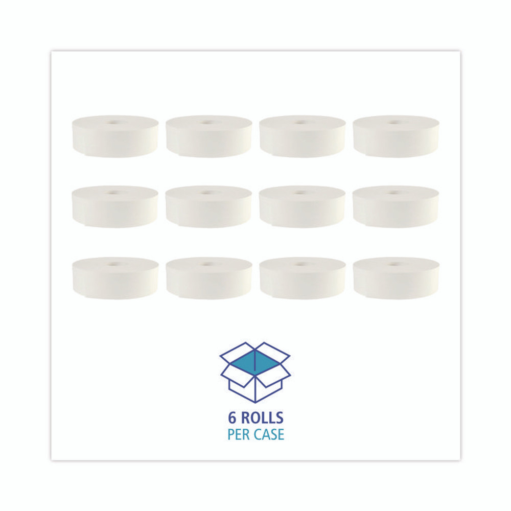 BOARDWALK 6102B JRT Jumbo Roll Bathroom Tissue, Septic Safe, 2-Ply, 3.5" x 2,000 ft, White, 6 Rolls/Carton