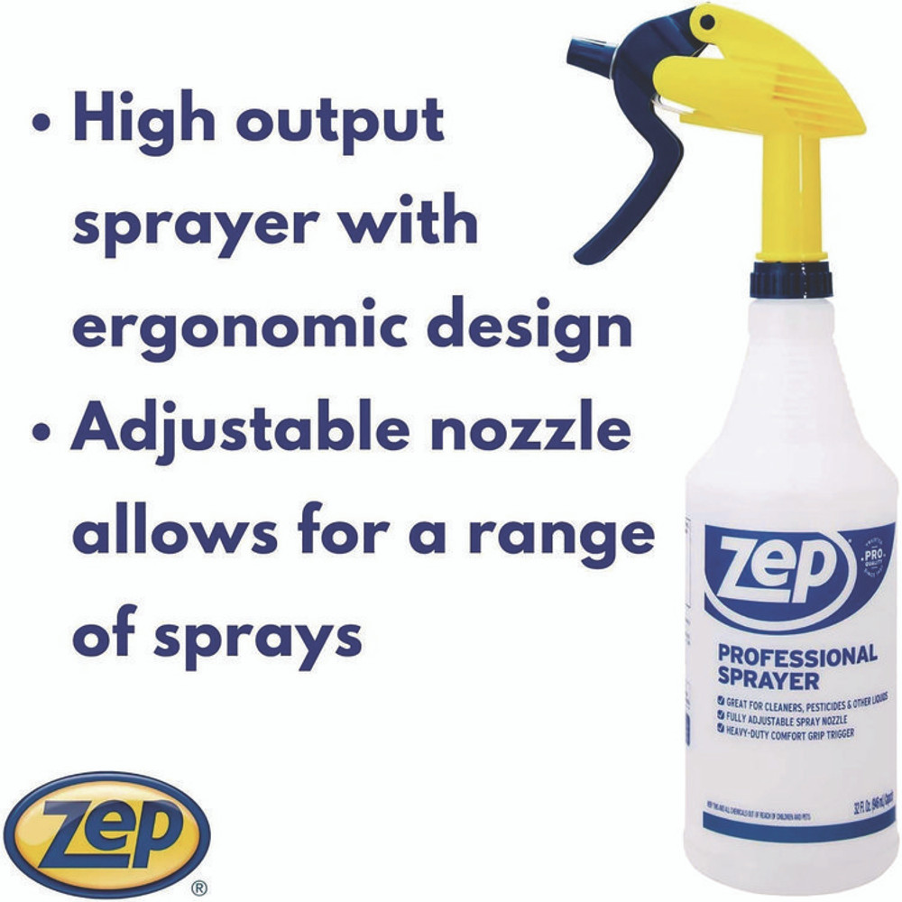 ZEP INC. Commercial® HDPRO36EA Professional Spray Bottle with Trigger Sprayer, 32 oz Bottle, Clear