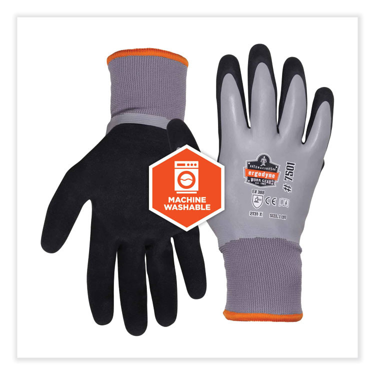 TENACIOUS HOLDINGS, INC. ergodyne® 17932 ProFlex 7501-CASE Coated Waterproof Winter Gloves, EN388: 2131X, 10" Long, Small, Gray, 144 Pairs/Carton
