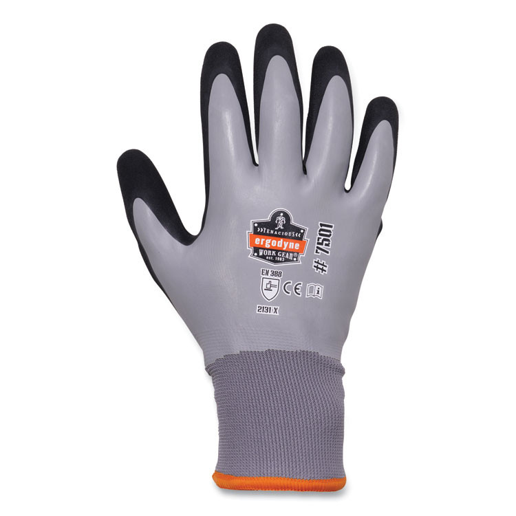 TENACIOUS HOLDINGS, INC. ergodyne® 17932 ProFlex 7501-CASE Coated Waterproof Winter Gloves, EN388: 2131X, 10" Long, Small, Gray, 144 Pairs/Carton