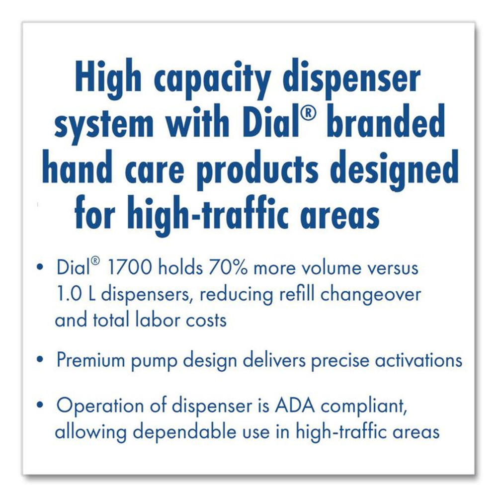 DIAL PROFESSIONAL 20078 Dial 1700 Manual Dispenser, 1.7 L, 12.66 x 7.07 x 3.95, Pearl, 3/Carton